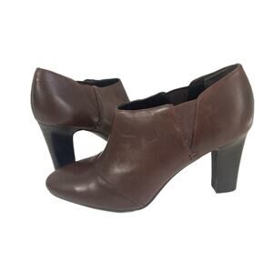 Lauren Ralph Lauren Ankle Bootie Women’s Size 10 Brown Leather Stacked Heel